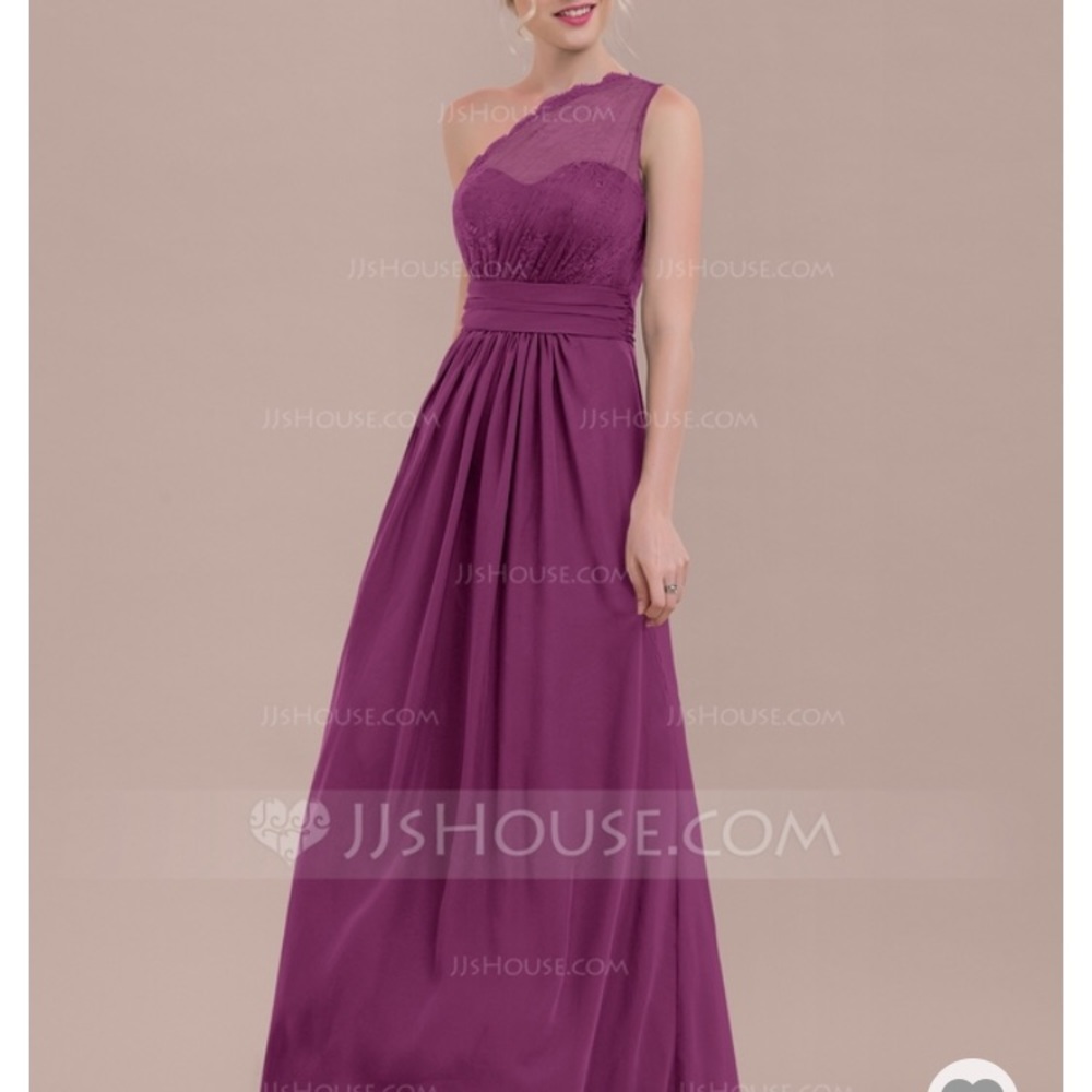 A-Line Princess One Shoulder Bridesmaid Dress - Picture 4 of 4
